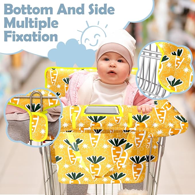 Shopping Cart Cover for Baby Girl Boy 2-in-1 High Chair Water Resistant High Chair Cover Yellow Carrots Gender Neutral Cart Cover for Babies Padded Grocery Cart Cover for Baby