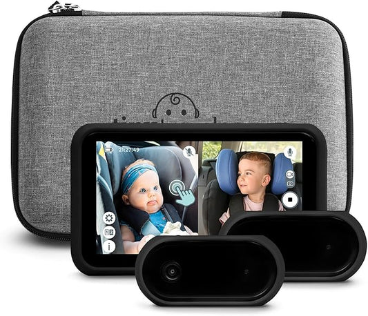 Tiny Traveler Baby Car Camera for 2 Kids, 5” Touch Screen Baby Car Monitor, No WiFi Baby Camera for Car Home Travel Roadtrip – Rear-Facing Car Seat Monitor Night Vision Baby Reminder Alert - Black