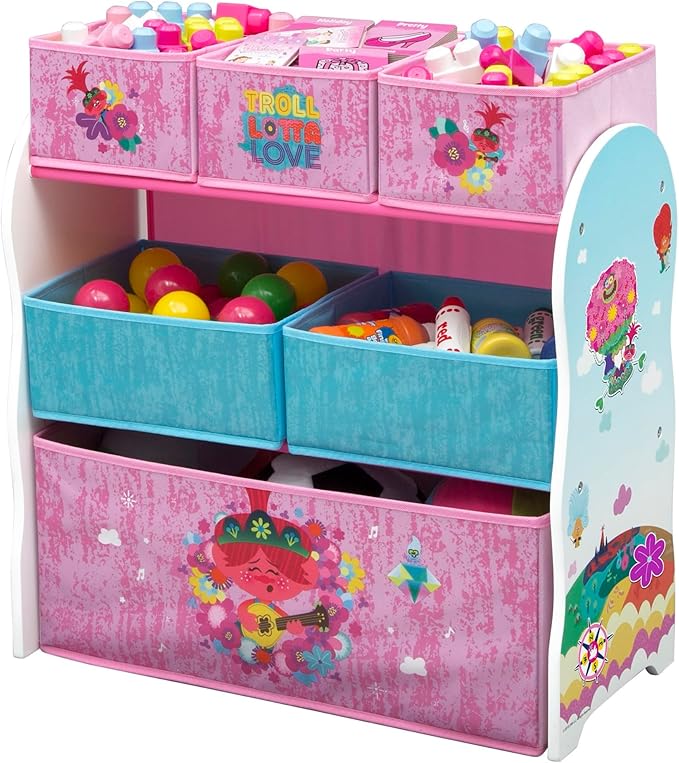 Delta Children Design and Store 6 Bin Toy Storage Organizer, Trolls World Tour