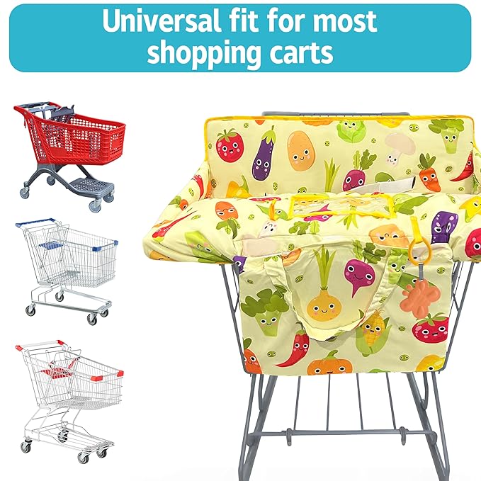 Shopping Cart Cover for Baby,2-in-1 Baby Cart Covers with Portable Cloth Bag Cart Seat Pad for Babies Grocery Cushion Cover Restaurant,Suitable for All Supermarkets and Restaurants