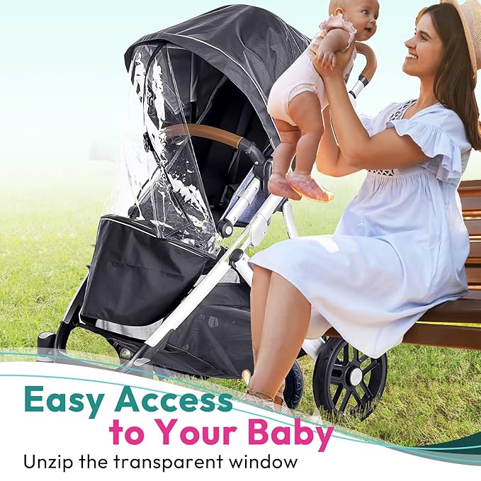 Performance Rain Shield, Rain Cover Fits for UPPAbaby Vista/Vista V2/Vista V3/Cruz/Cruz V2 Stroller, Protect from Wind/Rain/Snow/Dust, Air Vent Hole, Window with Zipper, Stroller Accessories
