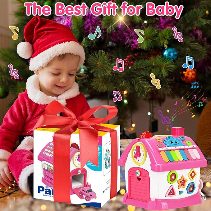 Toys for 1+ Year Old Girl Gifts: Montessori Musical Toddler Toys Age 1-2 - 8-in-1 Multi-Functional House Educational Baby Girl Toy 12-18 Months - First Birthday Gift for 1 2 Year Old Girls Boys Kids
