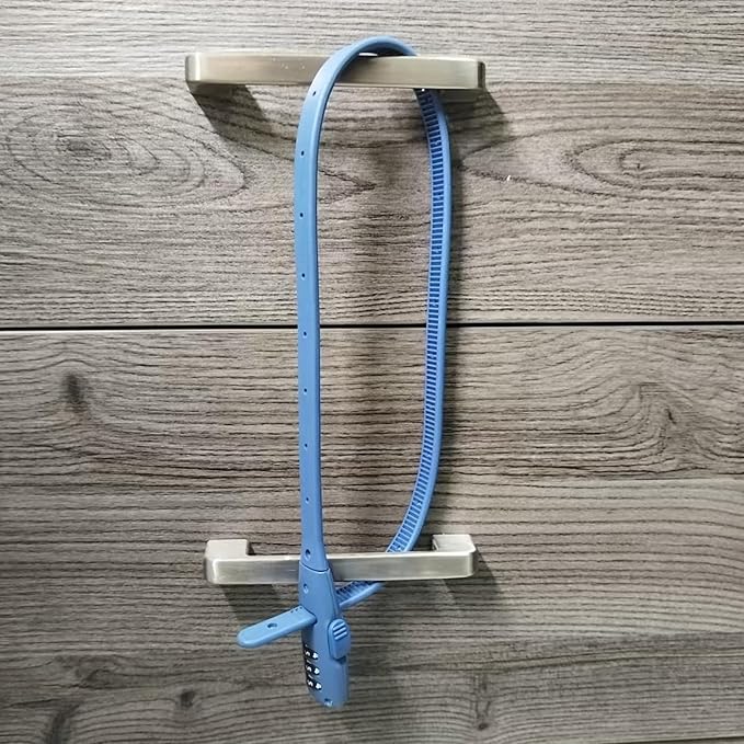 Adjustable Babyproof Lock, Easy Install on Cabinets, French Fridges, French Door, Baby Carriages, Kids Bikes, Helmet, Gates, Suit for Child & Adults, Versatile Safety Solution (3 Pack Blue)