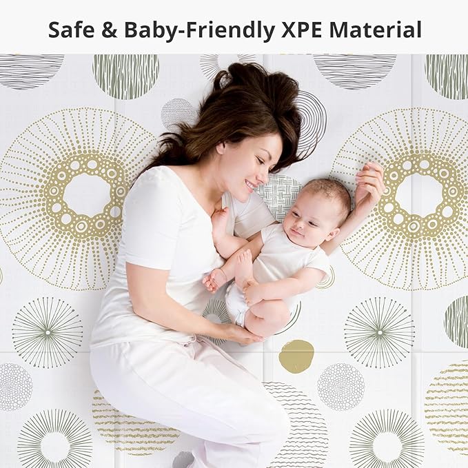Baby Play Mat 79x71, Extra Large Baby Mat for Floor, Foldable Play XPE Foam Mat, Reversible Crawling Mat for Baby, Waterproof, Safe & Thick Playmats for Babies and Toddlers, Indoor & Outdoor Use