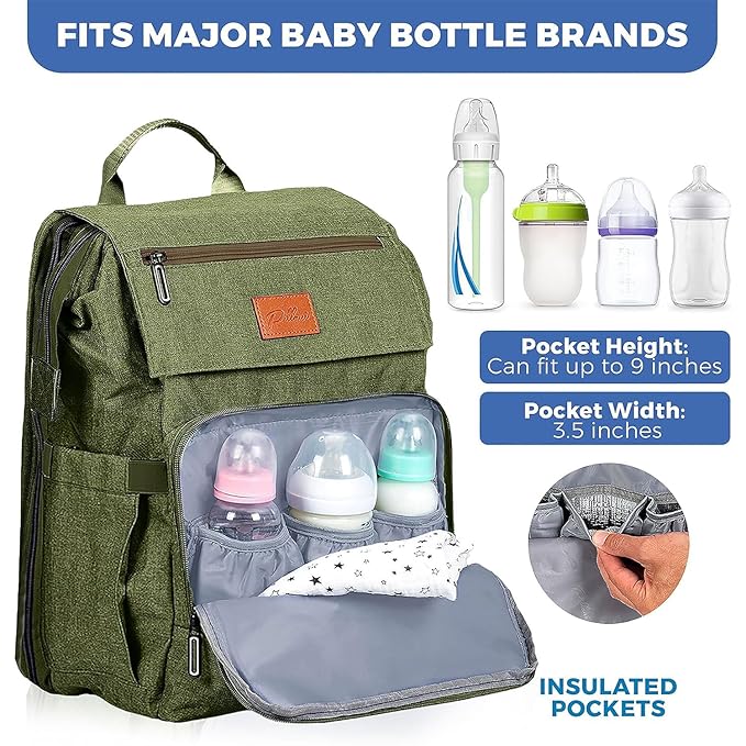 PILLANI Baby Diaper Bag Backpack - Large Bag for Boys & Girls, Waterproof Diaper Backpack - Travel Diaper Bags w/Changing Pad, Baby Registry Search & Shower Gifts - Essentials Must Haves Newborn Stuff