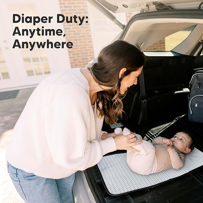 KeaBabies Portable Diaper Changing Pad, Easy Wipe Clean - Foldable Waterproof Baby Changing Mat for Diaper Bag, Compact, Lightweight, 25x13 Newborn, Infant, Baby Changer Travel Essential (Dino Ridge)