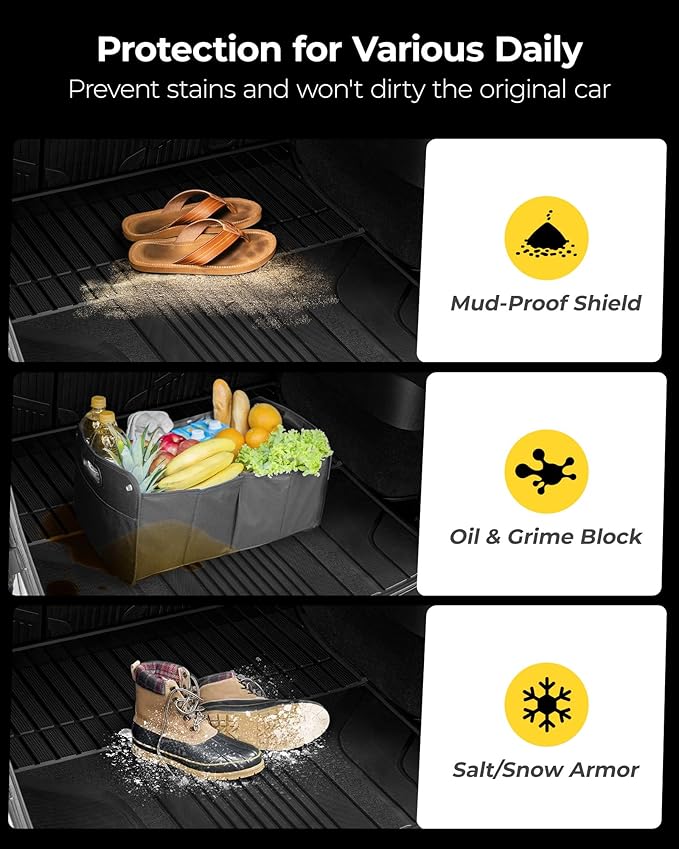 3W Cargo Liner Fit for Range Rover Evoque 2022-2024 2025 2026,TPE All Weather Custom Fit Trunk Mat for Range Rover Full Set Car Mats, Black