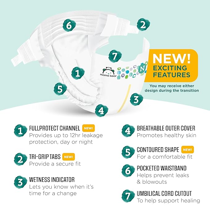 Amazon Brand - Mama Bear Gentle Touch Diapers, Size Newborn, 120 Count (4 packs of 30)