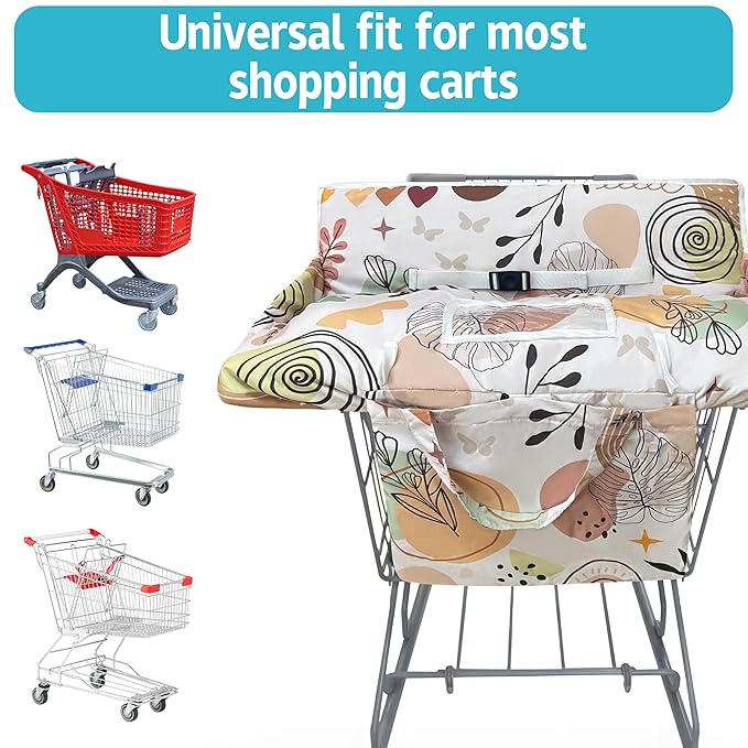 Shopping Cart Cover for Baby,2-in-1 Baby Cart Covers with Portable Cloth Bag Cart Seat Pad for Babies Grocery Cushion Cover Restaurant,Suitable for All Supermarkets and Restaurants