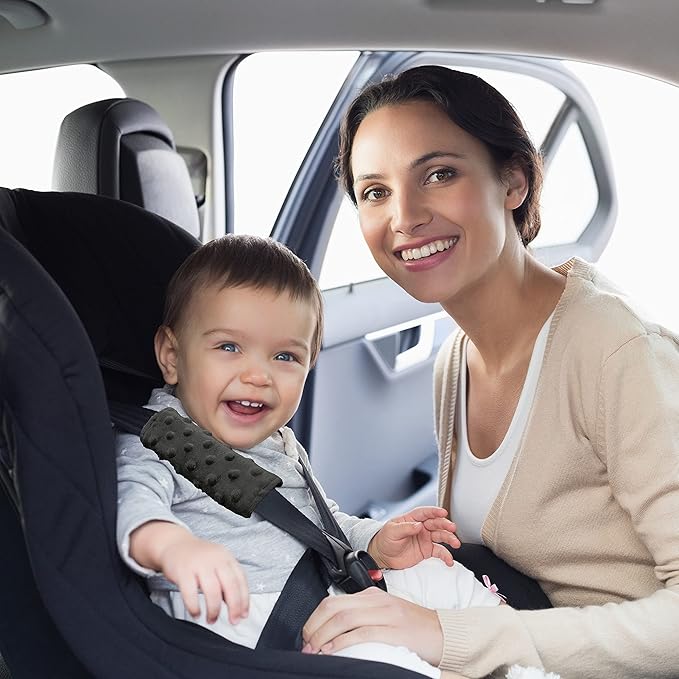 Baby Car Seat Neck Cover, Car Seat Strap Cover, Seat Belt Cushions Pads, Shoulder Strap Protectors, Reversible Pram Harness Covers in Minky, Baby Neck Pad Protector