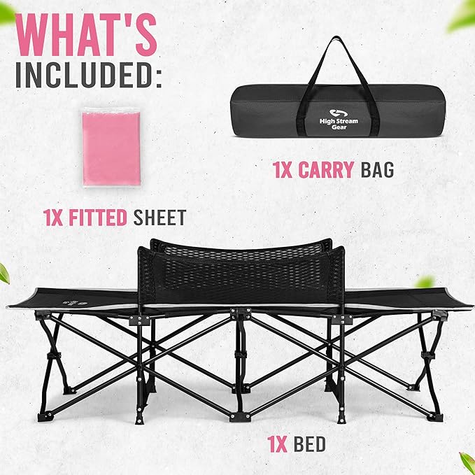 Toddler Cot Bed: Kids Travel Camping and Portable Folding Cot, Great for Outdoors and Young Guests at Home. Comfortable Sleeping Bed Easy to Store and Use (Pink)