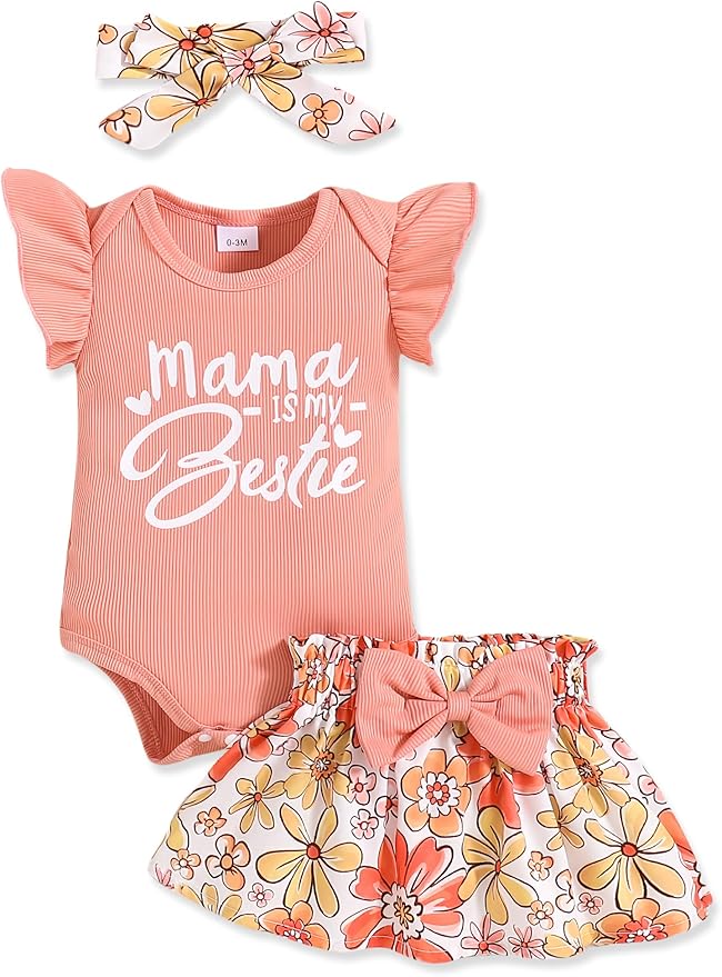 Newborn Infant Clothes Baby Girl Dress Summer Toddler Outfit Cute Girl Romper Skirt Set+Headband