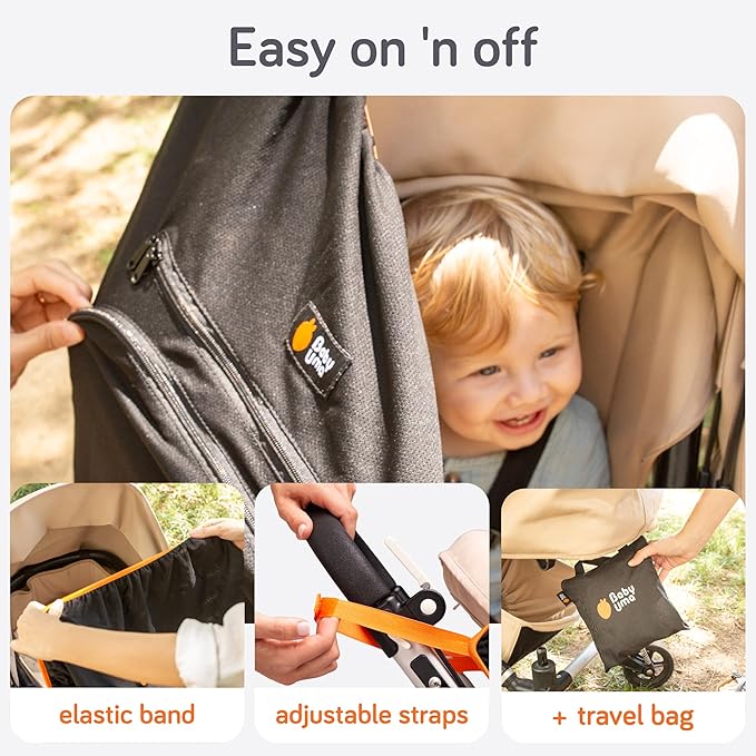 Baby Uma Stroller Sun Shade - UPF 50+ Protection, Breathable Blackout Mesh Cover With Zip-up Window for 6+ Months (+Travel Bag)
