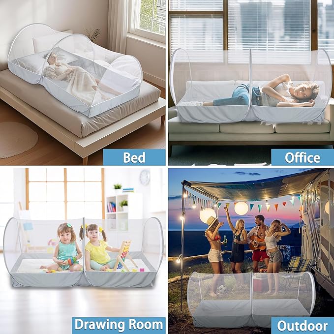 Mosquito Net for Bed - Pop Up Bed Tent - Portable Travel Mosquito Net, Mosquito Netting for Suitable for Baby, Adult Bedroom, Camping, Napping, Patio