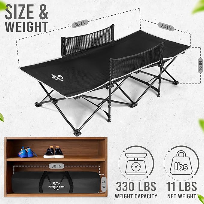 Toddler Cot Bed: Kids Travel Camping and Portable Folding Cot, Great for Outdoors and Young Guests at Home. Comfortable Sleeping Bed Easy to Store and Use (Gray)