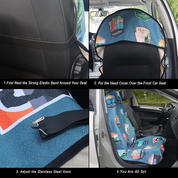 Car Seat Cover Protector Front Seats,for Gym Workout,Running,Swimming,Beach and Hiking,Waterproof Sweat Towel Bucket Seat Covers for Trucks SUV Jeep (National Parks, 2Pcs)