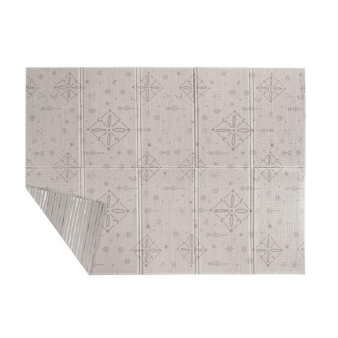 Nuby Reversible Baby Floor Mat, 77" x 58" - Foldable and Lightweight Infant Play Mat - Easy Storage and Travel - Graceful Gray