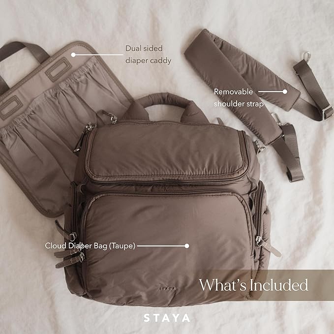 Staya- Cloud Diaper Bag (Taupe, Medium)