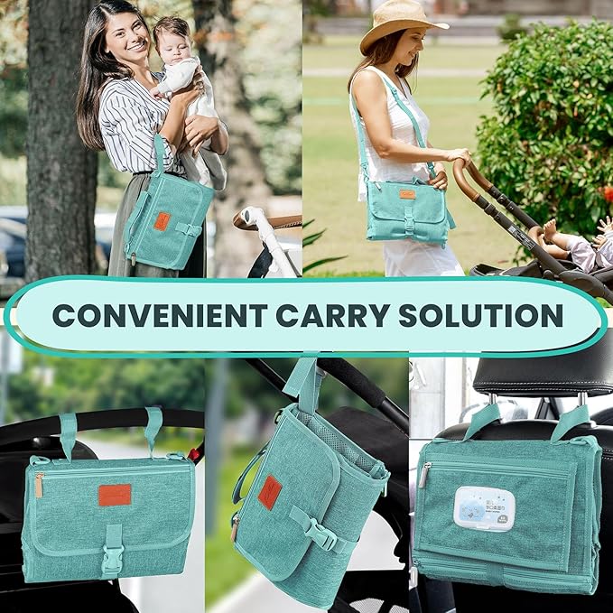 Portable Changing Pad for Baby, Travel Diaper Changing Pad for Newborn, Large Waterproof Baby Changing Mat, Foldable & Detachable Diaper Changing Station with Baby Wipes Pockets, Baby Stuff by Pillani