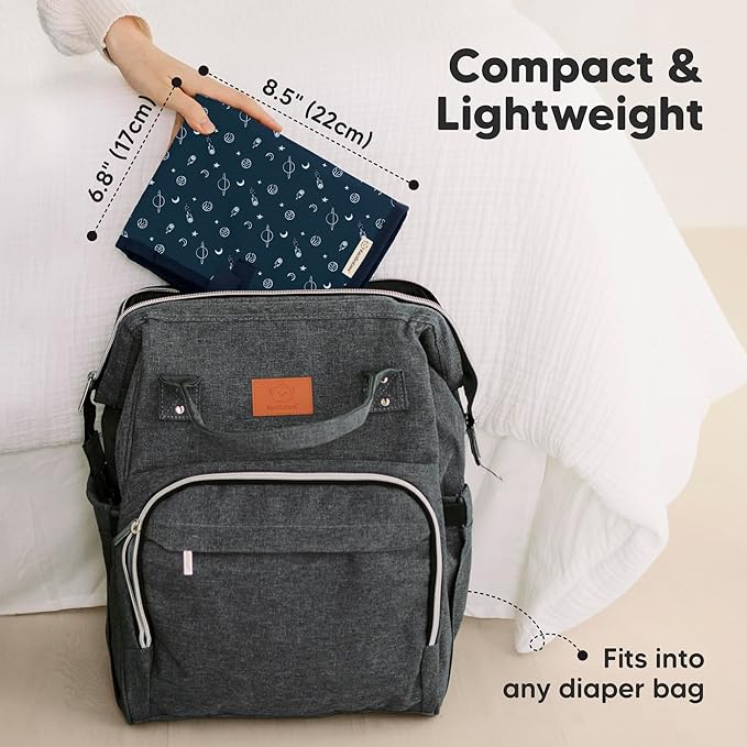 KeaBabies Portable Diaper Changing Pad, Easy Wipe Clean - Foldable Waterproof Baby Changing Mat for Diaper Bag, Compact, Lightweight, 25x13 Newborn, Infant, Baby Changer Travel Essential (Planets)