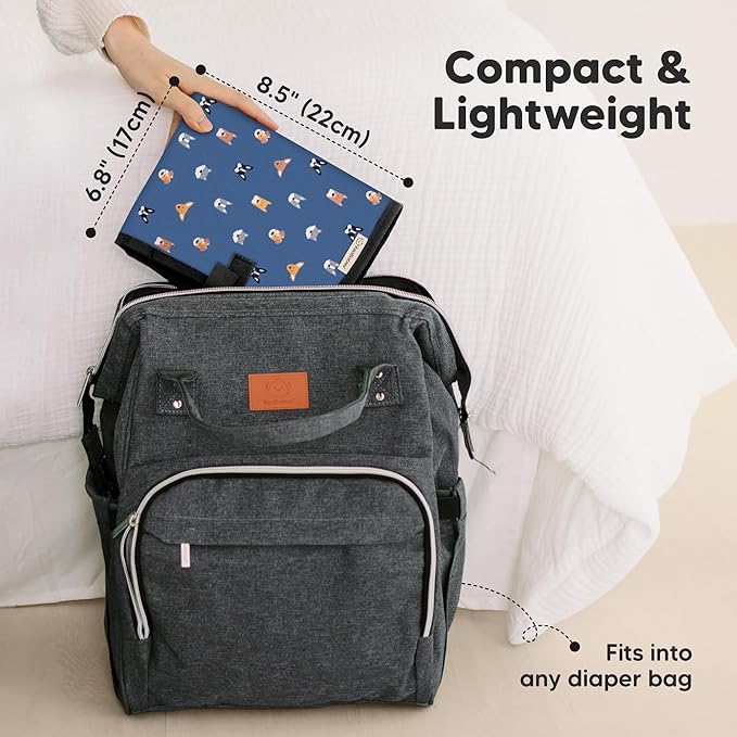 KeaBabies Portable Diaper Changing Pad, Easy Wipe Clean - Foldable Waterproof Baby Changing Mat for Diaper Bag, Compact, Lightweight, 25x13 Newborn, Infant, Baby Changer Travel Essential (Pets & Paws)