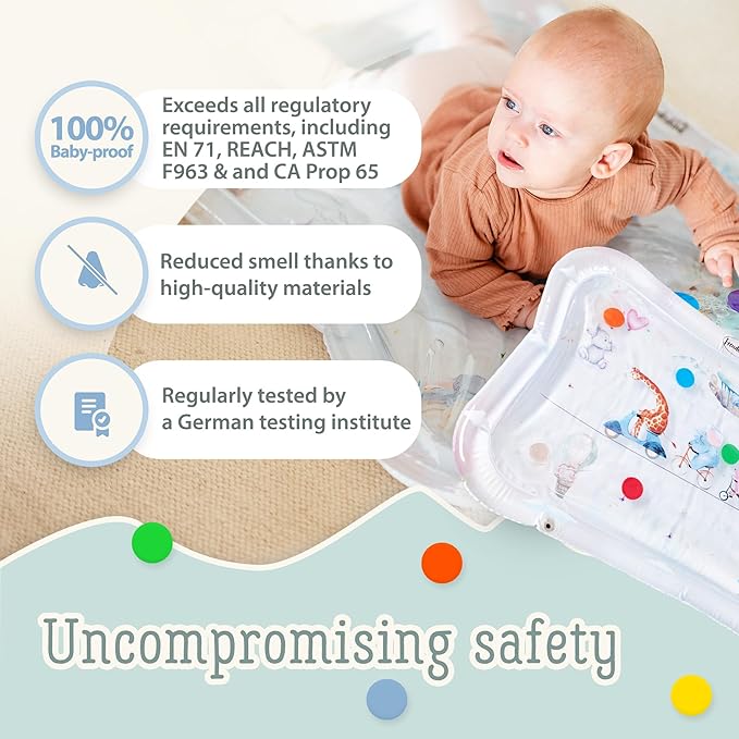 Premium Water Play Mat – Award-Winning Inflatable Tummy Time Water Mat – Sensory & Motor Development Designed by Professional Educators – Certified 100% Baby-Safe Materials - Small