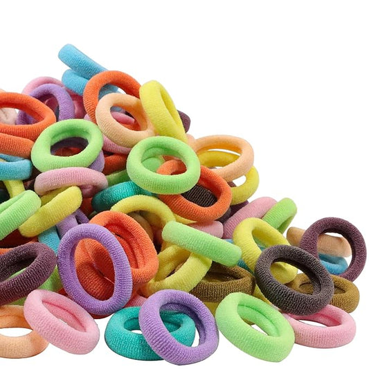 WillingTee 120 Pcs Baby Hair Ties, Cotton Toddler Hair Ties for Girls and Kids, Multicolor Small Seamless Hair Bands Elastic Ponytail Holders,Spring Color