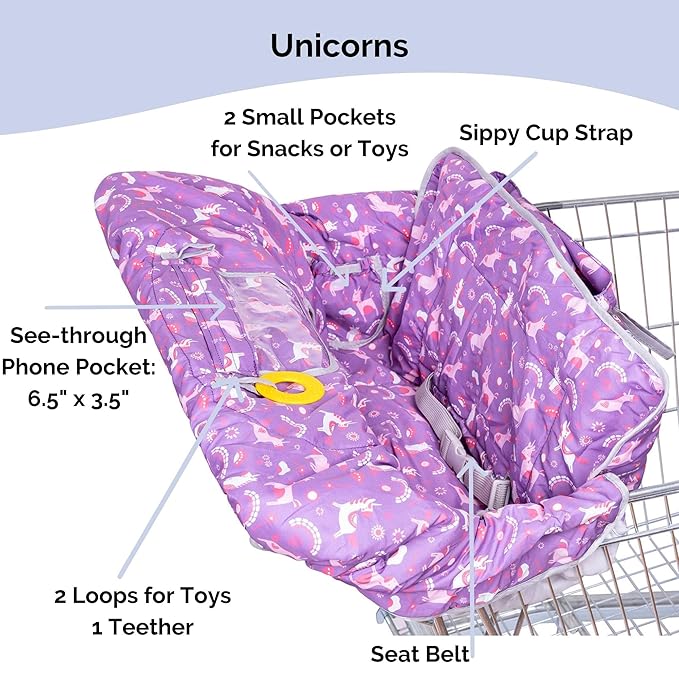 Suessie Shopping Cart Cover and High Chair Cover, Unicorns