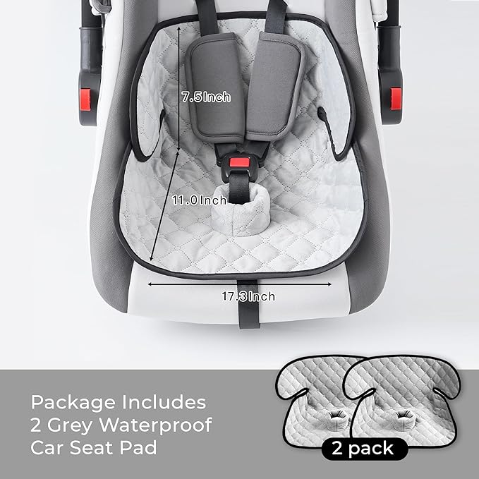 2 Pack Baby Waterproof Car Seat for Potty Training Pad,Piddle Pads Carseat Protector with Waterproof Seat Liner (Grey-2 Packs)