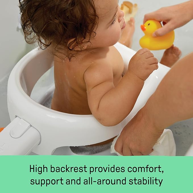 Ingenuity My Bath Seat for Sit-Up Baby Bathing, Sure & Secure Suction Cups, ASTM Safety Tested & Approved, Backrest for Assisted Sitting, Easy Setup & Storage, Gray