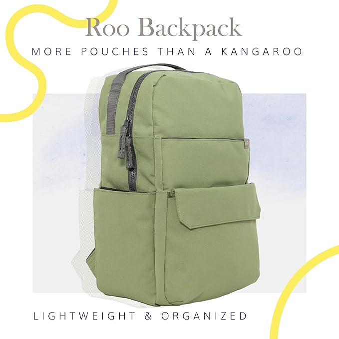 RED ROVR Roo Lightweight 1 LB Diaper Bag Backpack | 11 organizational pockets| Durable & Water-Resistant (Moss)
