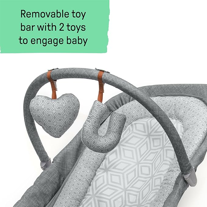 Summer Infant 2-in-1 Bouncer & Rocker Duo (Heather Gray) Convenient and Portable Rocker and Bouncer for Babies Includes Soft Toys and Soothing Vibrations