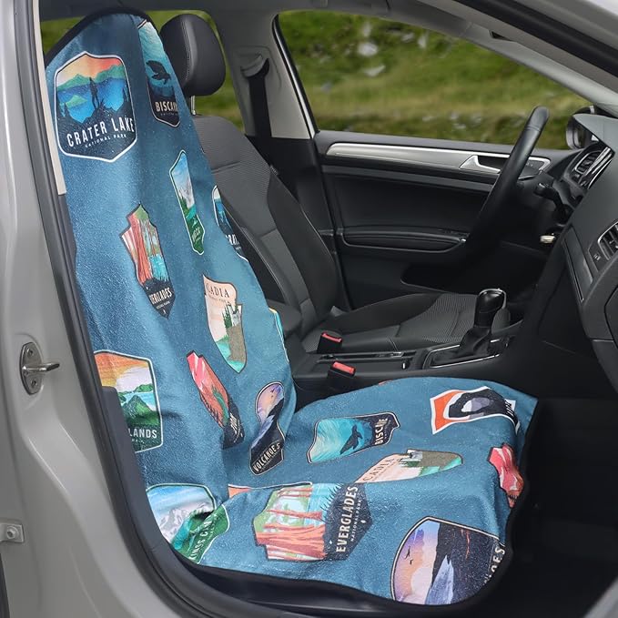 Car Seat Cover Protector Front Seats,for Gym Workout,Running,Swimming,Beach and Hiking,Waterproof Sweat Towel Bucket Seat Covers for Trucks SUV Jeep (National Parks, 1Pcs)