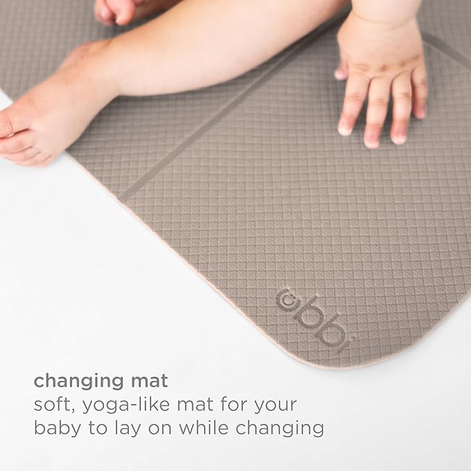 Ubbi On-The-Go Diaper Changing Baby Mat, Soft and Comfortable Diaper Bag Accessory Must Have for Newborns, Easy to Clean, Portable Folding Pad, Baby Traveling Accessories, Taupe