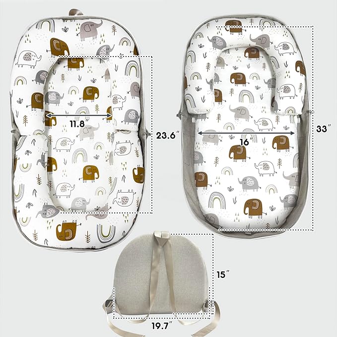 Baby Lounger, Foldable Portable Infant Lounger, Baby Nest Cover, Suitable for 0-24 Months Newborn Baby Lounger,Home Travel Dual-Purpose Baby Nest (White)