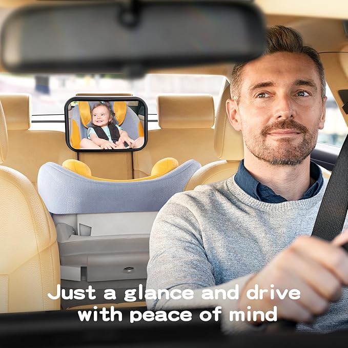 Baby Car Mirror for Baby Hook Clip Design Never Shake Baby Mirror for Car Seat Mirror Rear Facing Newborn Essentials Easy Install Back Seat Mirrors for Car ShatterProof Crash Tested Baby Shower Gifts