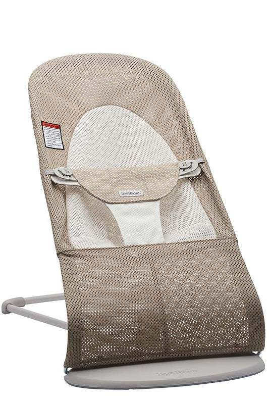 BabyBjörn Bouncer Balance Soft, Light Grey Frame, Mesh, Gray Beige/White (005144US)