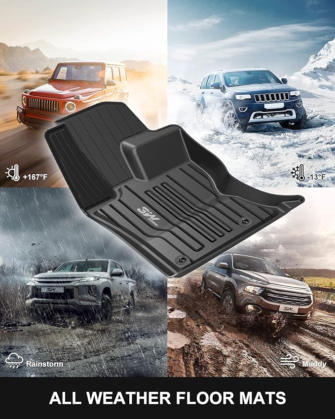 3W Floor Mats Fit for Jaguar F-pace & Land Rover Range Rover Velar 2017-2024 2025 2026, TPE All Weather Custom Fit Accessories for Jaguar F pace Floor Liner 1st and 2nd Row Full Set Car Mats, Black