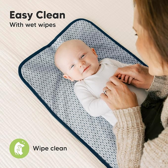 KeaBabies Portable Diaper Changing Pad, Easy Wipe Clean - Foldable Waterproof Baby Changing Mat for Diaper Bag, Compact, Lightweight, 25x13 Newborn, Infant, Baby Changer Travel Essential (Navy Blue)