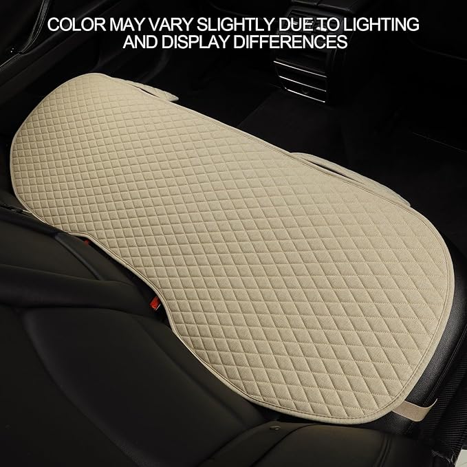 West Llama Linen Car Seat Covers,Bottom Seat Covers for Cars Include 1 Pair Front Driver Seat Pad Mat and 1 Rear Bench Cover for SUVs,Cars,Sedans(3Piece-Beige)