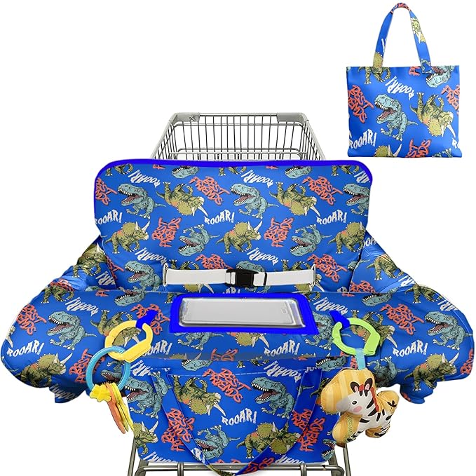 Shopping Cart Cover for Baby Girl Boy 2-in-1 High Chair Water Resistant High Chair Cover w/Phone Pouch Pocket Gender Neutral Cart Cover for Babies Padded Grocery Cart Cover for Baby