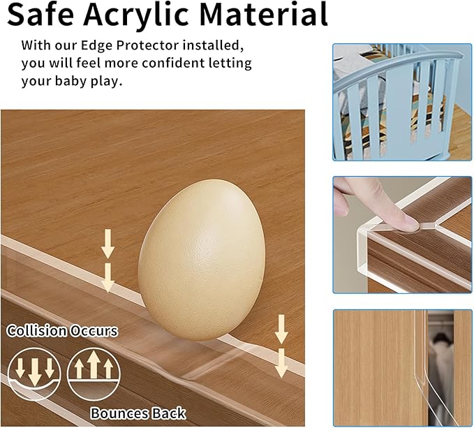 Clear Edge Protector Strip Sharp Edge Wrap Cover Tape,1.18 in x 13.12 FT,Self Adhesive Protective Bumper Guards for Cabinet Door Desk Glass Table Bed Furniture,Kitchen Countertop,Waterproof