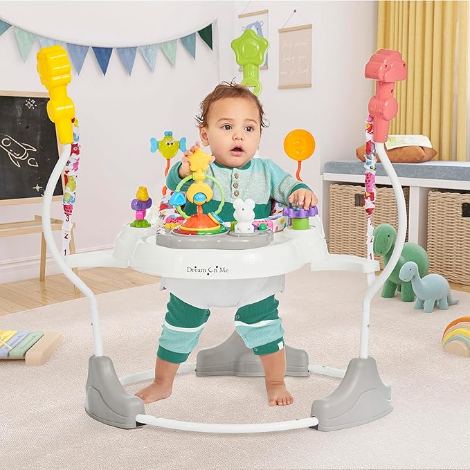 Dream On Me Zany 2-in-1 Activity and Center Bouncer in Elephant Print