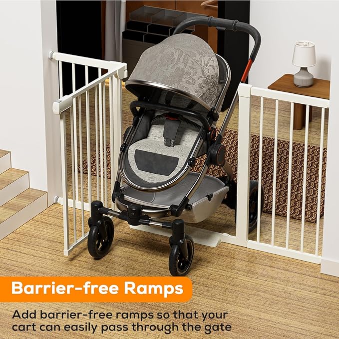 29.5-40.6" Baby Gate for Stairs, Baby Safety Essentials, Auto Close Gate for Doorways, Easy Install Pressure Mounted Dog Gate Indoor, Pet Gates for Dogs, White (2 Pack)