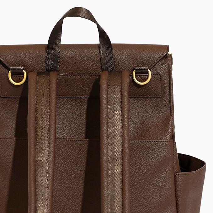 Freshly Picked Classic II Diaper Bag Backpack, Wipeable Vegan Leather With Changing Pad, Convertible (Espresso V2)