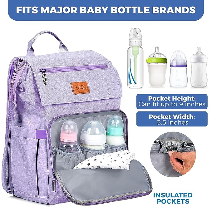 PILLANI Baby Diaper Bag Backpack - Large Bag for Boys & Girls, Waterproof Diaper Backpack - Travel Diaper Bags w/Changing Pad, Baby Registry Search & Shower Gifts - Essentials Must Haves Newborn Stuff