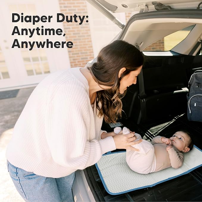 KeaBabies Portable Diaper Changing Pad, Easy Wipe Clean - Foldable Waterproof Baby Changing Mat for Diaper Bag, Compact, Lightweight, 25x13 Newborn, Infant, Baby Changer Travel Essential (Cloud)