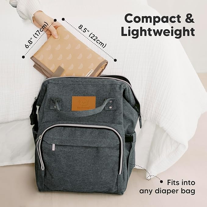 KeaBabies Portable Diaper Changing Pad, Easy Wipe Clean - Foldable Waterproof Baby Changing Mat for Diaper Bag, Compact, Lightweight, 25x13 Newborn, Infant, Baby Changer Travel Essential (Rainbow)