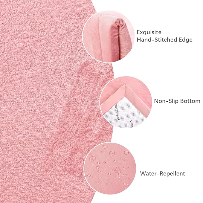 Play Mat for Babies Toddlers,1.3" Thick Elasti-Foam Anti-Fall Cushion Mat for kids Room,28×72 Bedroom Bedside Rugs,Water-Repellent Soft Coral Velvet,Non-Slip(Pink)