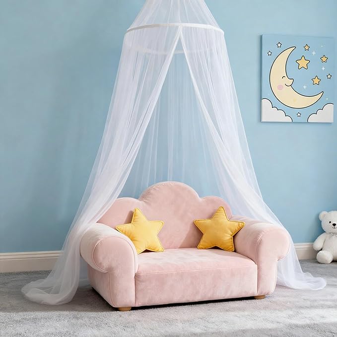 White Bed Canopy for Girls,X-Large Princess Hanging Netting for Kids Bed Room Decor Mosquito Net for Baby Crib, Twin to King Size Bed